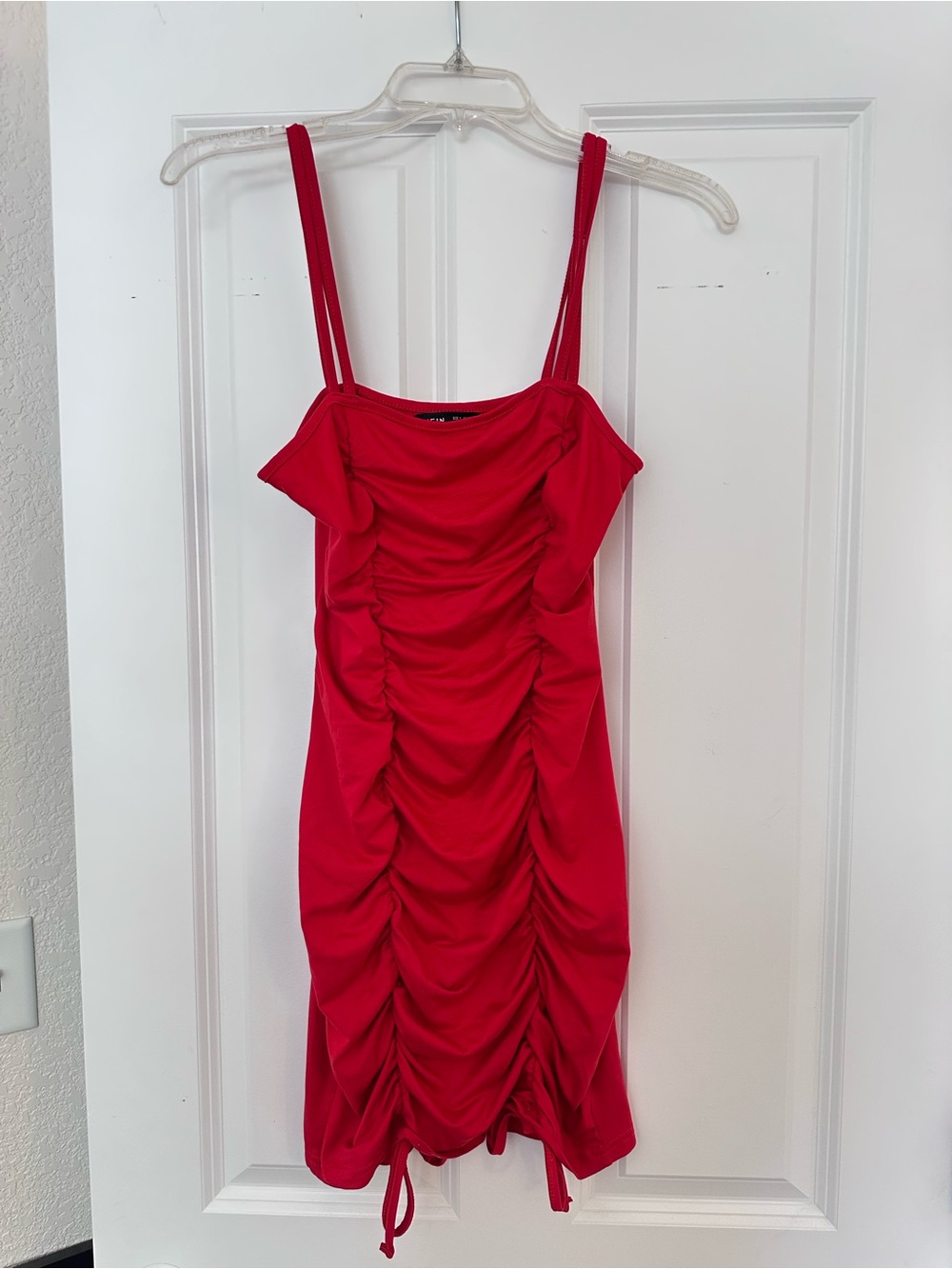 SHEIN Red Ruched Mini Dress with Spaghetti Straps